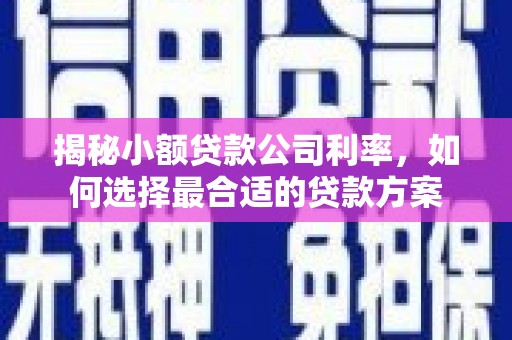 迁安市揭秘小额贷款公司利率，如何选择最合适的贷款方案
