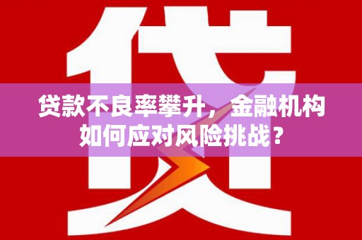 迁安市贷款不良率攀升，金融机构如何应对风险挑战？